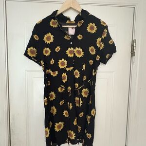 Black Dress with Sunflower Print